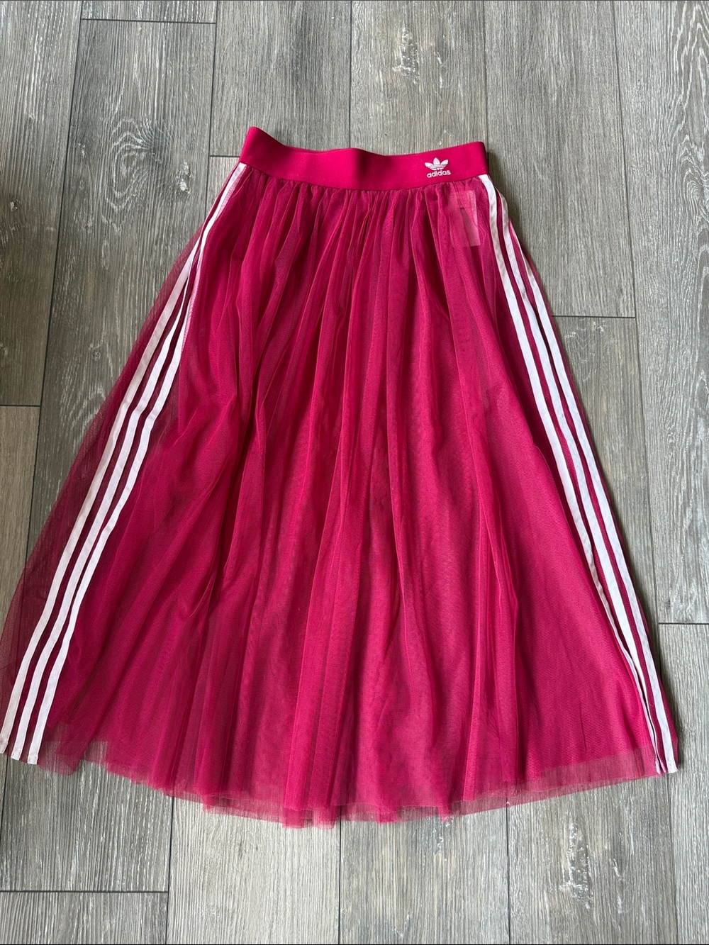 adidas Originals Sleek Three Stripe Mesh Tulle Skirt in Pink - Picture 9 of 16